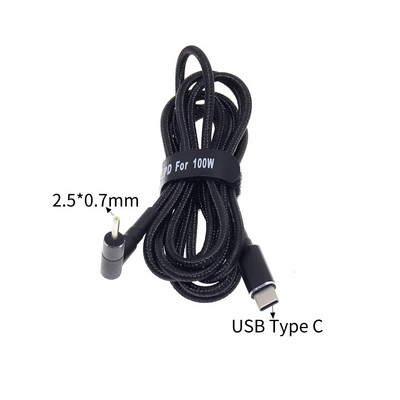 45W 65W 90W 100W USB tipo C PD įkrovimo kabelio laidas USB C kištukas Keitiklis į nešiojamojo kompiuterio maitinimo adapterio jungtį universaliems nešiojamiesiems kompiuteriams