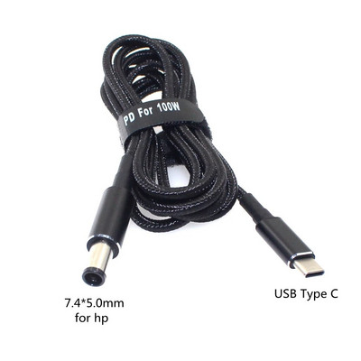 45W 65W 90W 100W USB tipo C PD įkrovimo kabelio laidas USB C kištukas Keitiklis į nešiojamojo kompiuterio maitinimo adapterio jungtį universaliems nešiojamiesiems kompiuteriams