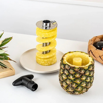 Резачка за резене на ананас от неръждаема стомана Спирален нож за ананаси Белачка за плодове с костилки Остриета за премахване на стъблата за лесно изрязване на сърцевината Кухненски инструменти