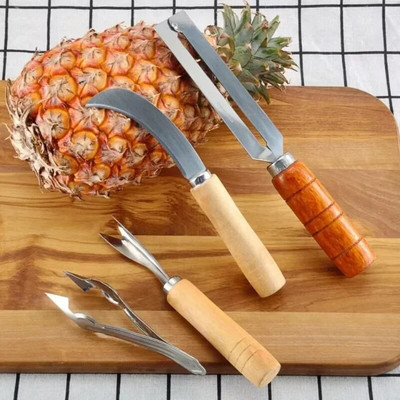 1 set Nou de curățat de ananas din oțel inoxidabil Dispozitiv de îndepărtare a semințelor Ușor de tăiat cuțit de trestie de zahăr Salată de fructe de legume Gadgets de bucătărie