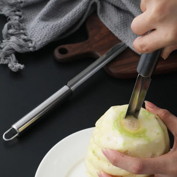 Μαχαίρι ανανά από ανοξείδωτο ατσάλι Αντιολισθητικό μαχαίρι αχλαδιού μήλου Αποφλοιωτή φρούτων με μακριές λωρίδες κουζίνας Εγχειρίδιο φτυαριών τεμαχιστές ανανάς Dig