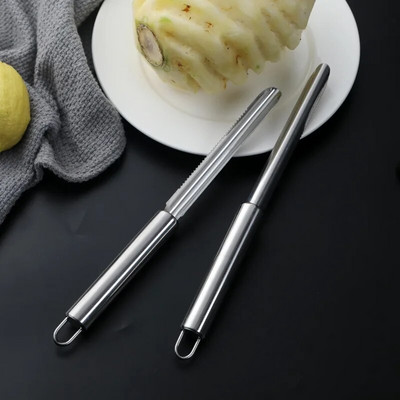 Нож за ананас от неръждаема стомана Изрязване на сърцевината от ябълка и круша Нехлъзгаща се дълга лента Белачка за плодове Кухненска ръчна лопата Резачки Pineapple Dig