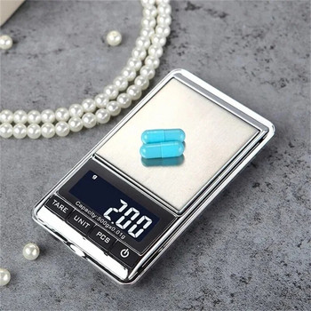 Мини дигитална везна 100/200/500g 0,01g висока точност LCD подсветка електрическа джобна везна за бижута грам тегло за кухня