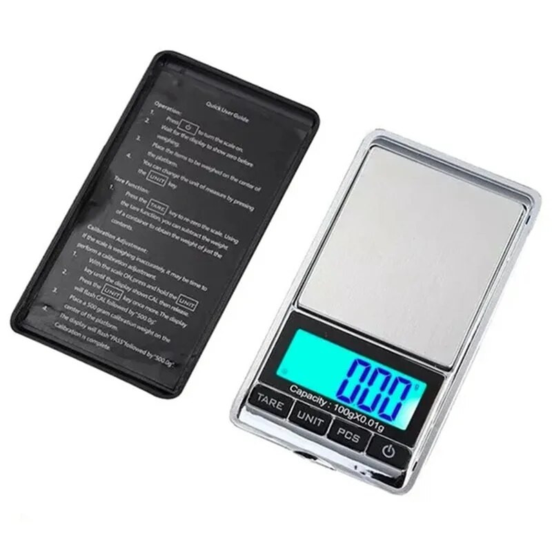 Mini digitális mérleg 100/200/500 g 0,01 g nagy pontosságú LCD háttérvilágítású elektromos zsebmérleg ékszerekhez gramm súlyú konyhai