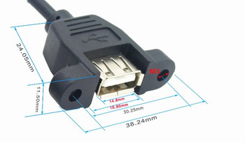90 Μοίρες Πάνω & Κάτω & Αριστερά & Δεξιά Γωνία USB 2.0 Καλώδιο επέκτασης αρσενικού σε θηλυκό με οπή στήριξης πάνελ 25cm 50cm