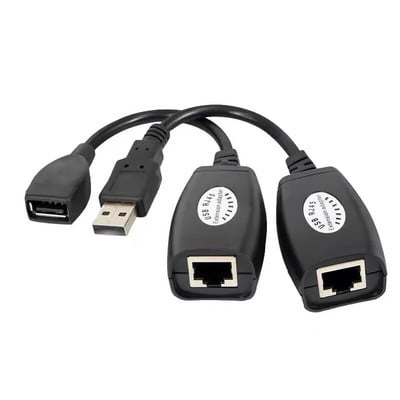 2Pcs USB към RJ45 LAN кабел, удължител, адаптер, удължител над Cat5 RJ45 Cat6 Patch кабел, черни мрежови аксесоари