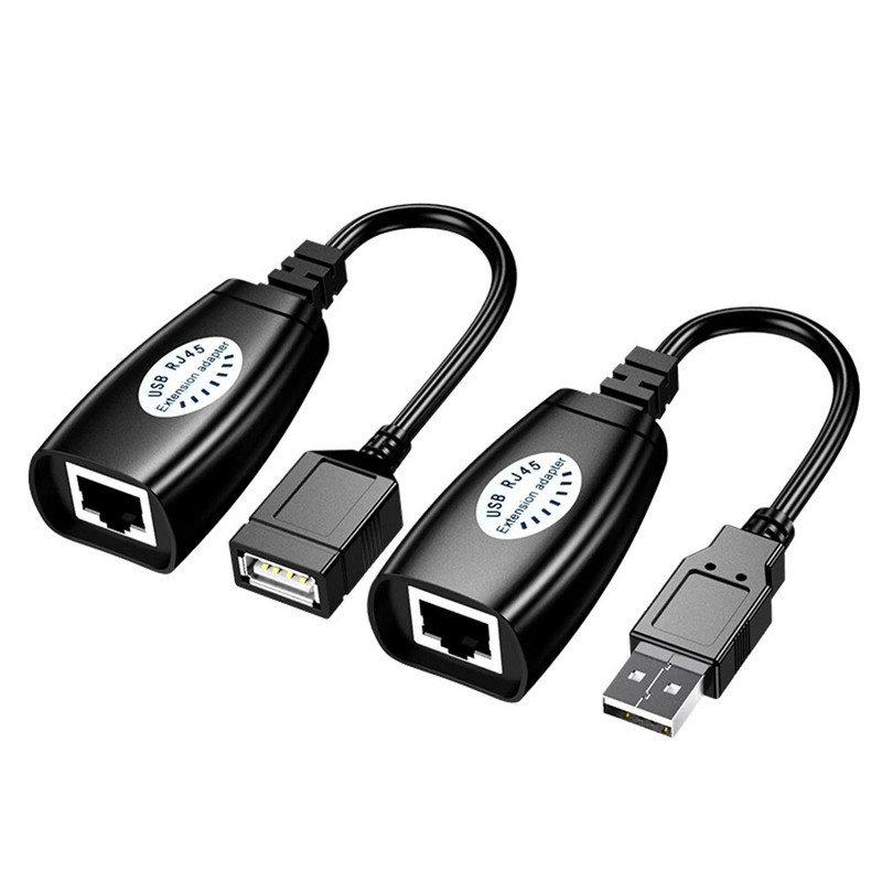 2 db USB-RJ45 LAN kábel hosszabbító adapter hosszabbító Cat5 felett RJ45 Cat6 patch kábel fekete hálózati tartozékok