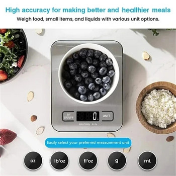 Кухненска везна от неръждаема стомана за претегляне на хранителния баланс Измерване на баланса на LCD прецизни електронни везни Инструменти за измерване на печене