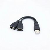 USB 2.0 prailginimo linija Y duomenų kabeliai Maitinimo adapteris Keitiklis Skirstuvas USB 2.0 kabeliai 1 kištukas su 2 moteriškais lizdais 15 cm