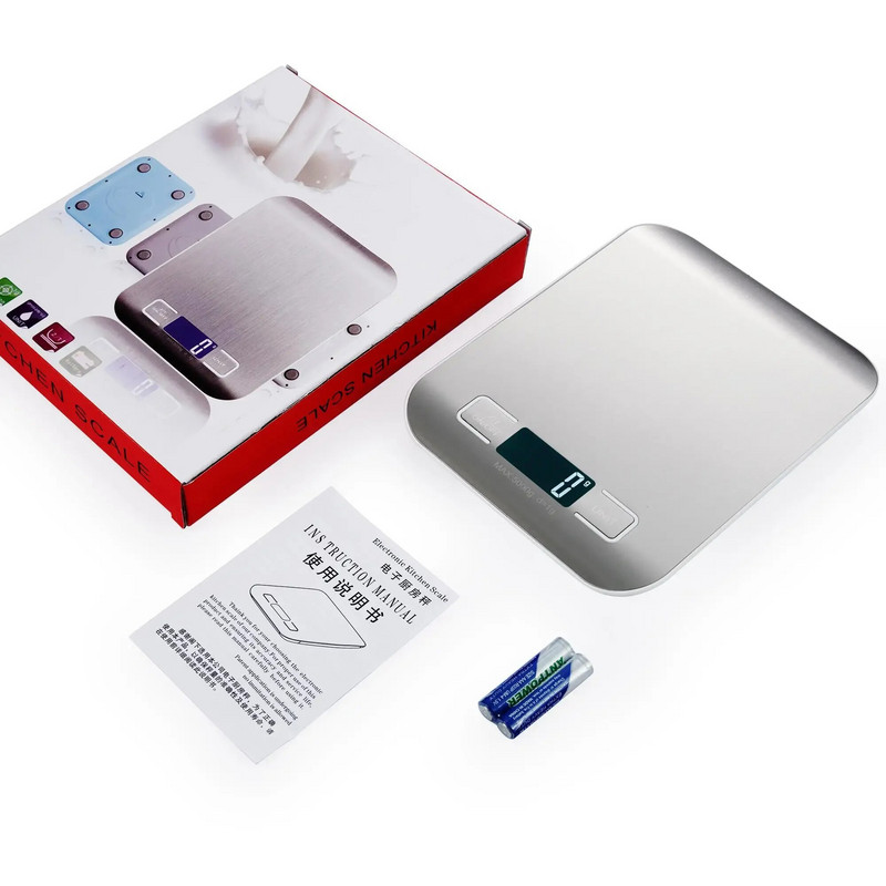 Virtuvės svarstyklės, didesnių prekių pilkos maisto svarstyklės, skaitmeninis ekranas, rodantis svorį gramais, uncijomis, mililitrais ir nerūdijančio plieno platforma