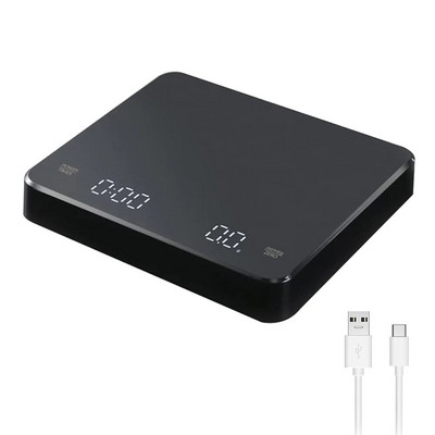 Skaitmeninės kavos svarstyklės su laikmačiu LED ekranu Espresso USB 3kg Maks.svoris 0,1g Didelio tikslumo matmenys oz/ml/g virtuvės svarstyklės