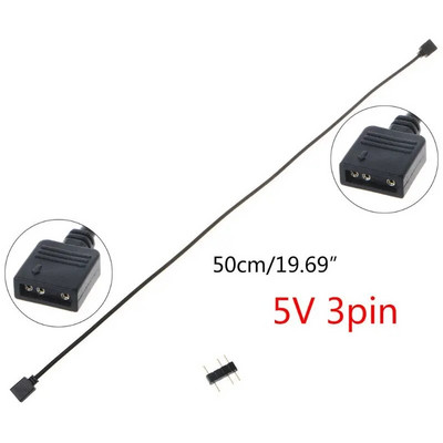 5V 3 kontaktų kompiuterio pagrindinės plokštės prailginimo kabelis RGB sąsajos jungties šakotuvas RGB skirstytuvo kabelis, skirtas kompiuterio korpusui, aukštos kokybės