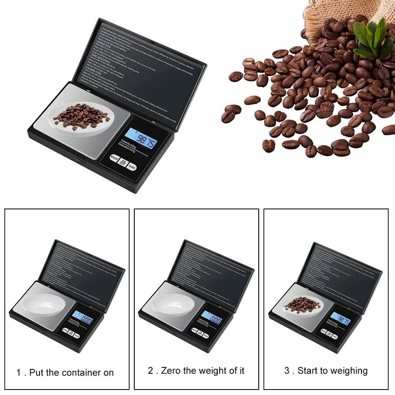 Papuošalų mini nerūdijančio plieno elektroninės svarstyklės skaitmeninės kišeninės svarstyklės auksinės gramų balansinės svarstyklės, nešiojamos kišeninės svarstyklės