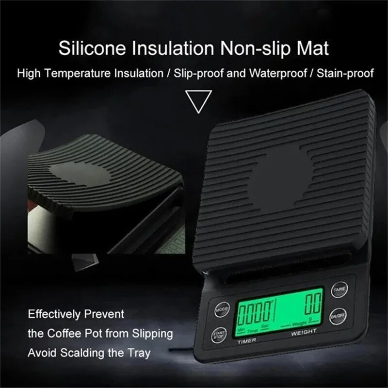 3/5 kg–0,1 g didelio tikslumo kavos svarstyklės su laikmačiu Daugiafunkcinės virtuvės svarstyklės Maisto svarstyklės LCD elektroninės skaitmeninės svarstyklės