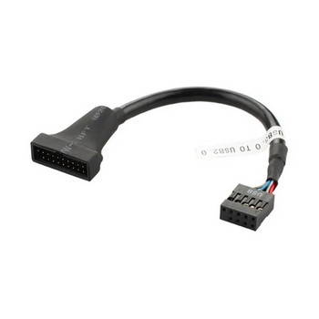 Дънна платка Вътрешен USB 2.0 9-пинов към USB 3.0 20-пинов адаптерен кабел, дънна платка USB 3.0 20-пинов конектор към USB 2.0 9-пинов мостов кабел