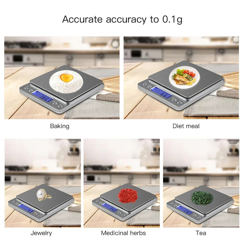 Pārtikas svari 500g/1kg/2kg/3kg Virtuves svari bascula cocina Pārnēsājamas rotaslietas Precīzs svars Digitālie svari deserta pagatavošanai DIY