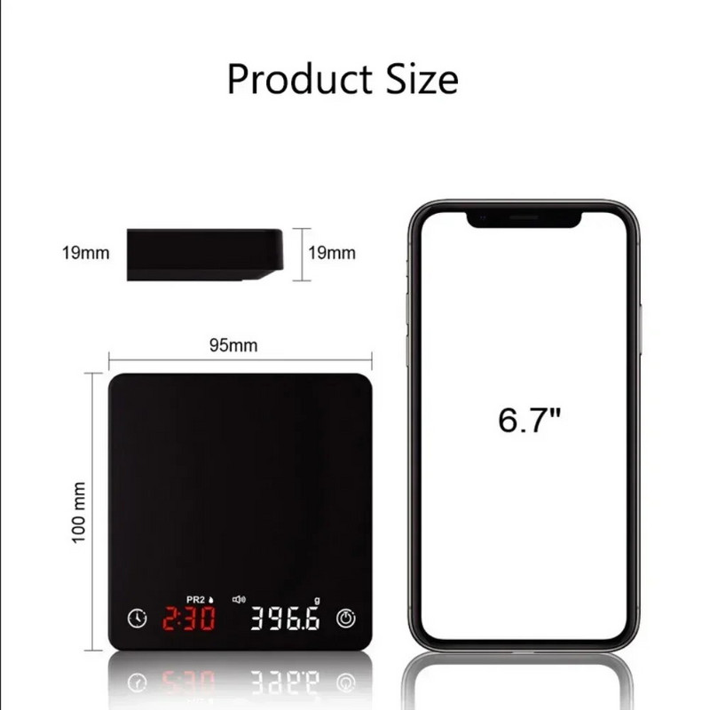 Mažos espreso kavos virtuvės svarstyklės SearchPean Mini Smart Timer USB 2kg/0.1g Siųsti Pad Vyras Moteris Dovanų Laikmatis Skaitmeninės Svarstyklės