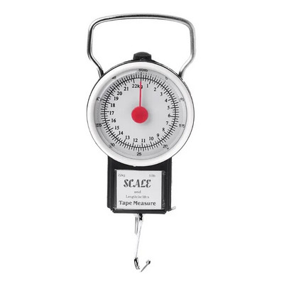 Nešiojamos žvejybos ir bagažo pakabinimo ant kablio universalios svarstyklės su matavimo juosta Maksimalus svoris 50 svarų / 22 kg, naudojamos buityje