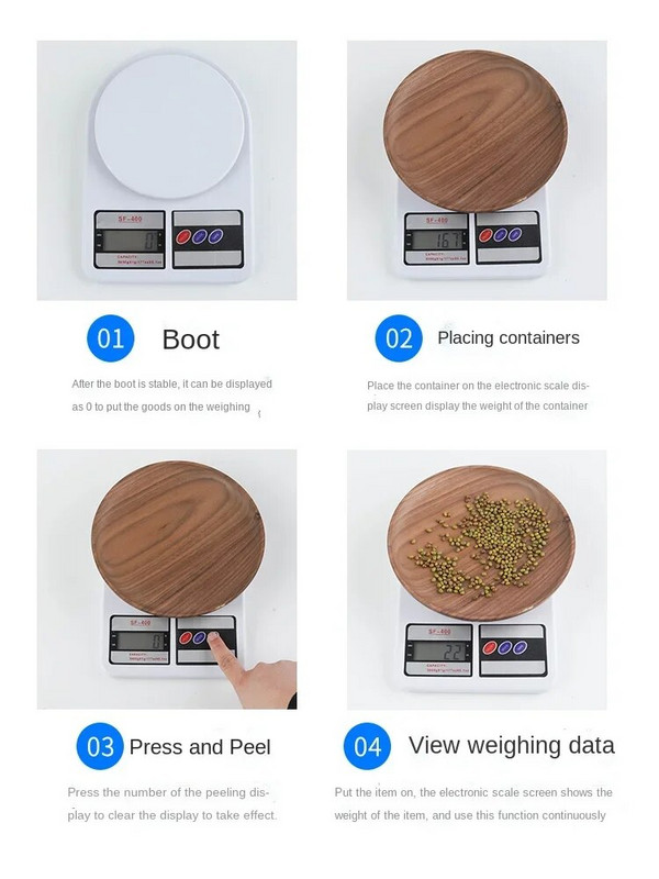 SF400 Virtuvės svarstyklės Skaitmeninės Balanca Food High Precision Electronic 10kg kepimo