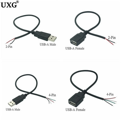 Cablu de alimentare 0.3m/1m/2m 2 Pin USB 2.0 A Femeie Mascul 4 Pini Fir Jack Încărcător Cordon de încărcare Extensie Conector DIY 5V Linie