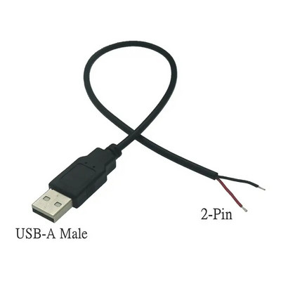 0,3 m/1 m/2 m barošanas avota kabelis 2 kontaktu USB 2.0 A sieviešu vīrišķā 4 kontaktu vadu ligzdas lādētāja uzlādes vada pagarinātāja savienotājs, DIY 5 V līnija