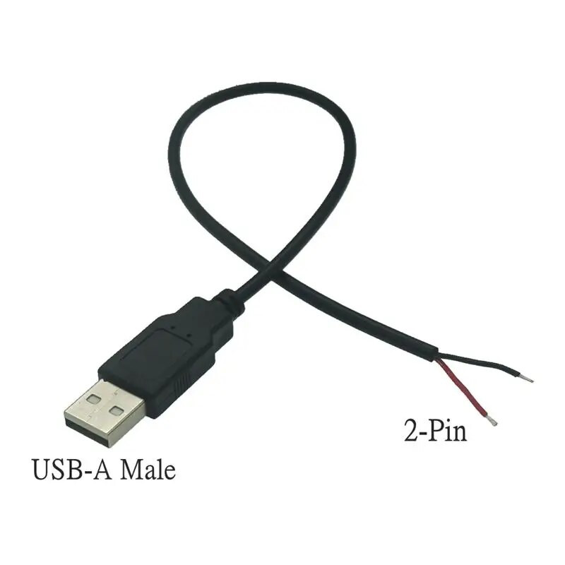 0,3 m/1 m/2 m barošanas avota kabelis 2 kontaktu USB 2.0 A sieviešu vīrišķā 4 kontaktu vadu ligzdas lādētāja uzlādes vada pagarinātāja savienotājs, DIY 5 V līnija