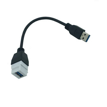 Keystone Jack Съединител Съединител Кабел Адаптер USB 3.0 A мъжки (женски) към женски удължителен преобразувател 0,2 м