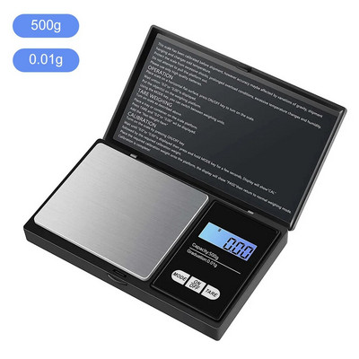 500g/0,01g papuošalai Mini nerūdijančio plieno elektroninės svarstyklės Skaitmeninės kišeninės svarstyklės Gold Gram Balance Svarstyklės Nešiojamos Svarstyklės 1vnt