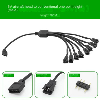 5V 3PIN 1 iki 1/2/3/4/5/6/8 Kompiuterio pagrindinės plokštės skirstytuvas Konvertavimo kabelis SM3P RGB ventiliatoriaus adapterio kištukinė/moteriška jungtis