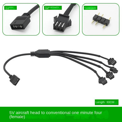 5V 3PIN 1 iki 1/2/3/4/5/6/8 Kompiuterio pagrindinės plokštės skirstytuvas Konvertavimo kabelis SM3P RGB ventiliatoriaus adapterio kištukinė/moteriška jungtis