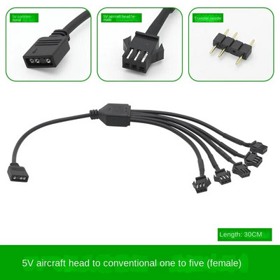 5V 3PIN 1 iki 1/2/3/4/5/6/8 Kompiuterio pagrindinės plokštės skirstytuvas Konvertavimo kabelis SM3P RGB ventiliatoriaus adapterio kištukinė/moteriška jungtis