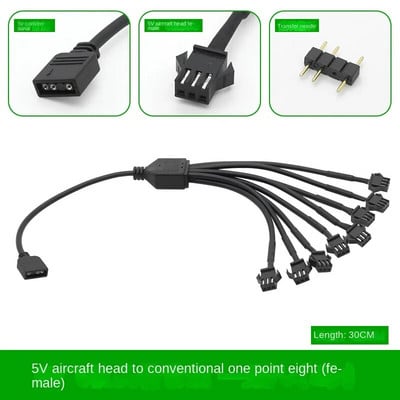 5V 3PIN 1 iki 1/2/3/4/5/6/8 Kompiuterio pagrindinės plokštės skirstytuvas Konvertavimo kabelis SM3P RGB ventiliatoriaus adapterio kištukinė/moteriška jungtis