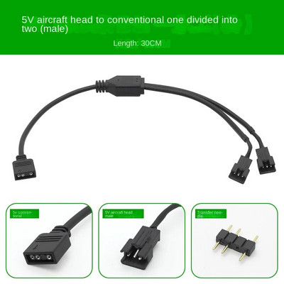 5V 3PIN 1 iki 1/2/3/4/5/6/8 Kompiuterio pagrindinės plokštės skirstytuvas Konvertavimo kabelis SM3P RGB ventiliatoriaus adapterio kištukinė/moteriška jungtis