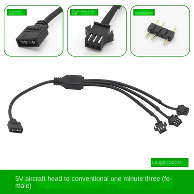 5V 3PIN 1 iki 1/2/3/4/5/6/8 Kompiuterio pagrindinės plokštės skirstytuvas Konvertavimo kabelis SM3P RGB ventiliatoriaus adapterio kištukinė/moteriška jungtis