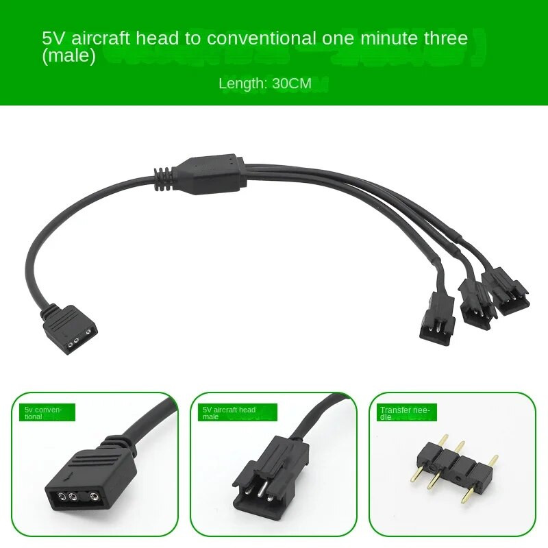 5V 3PIN 1 iki 1/2/3/4/5/6/8 Kompiuterio pagrindinės plokštės skirstytuvas Konvertavimo kabelis SM3P RGB ventiliatoriaus adapterio kištukinė/moteriška jungtis