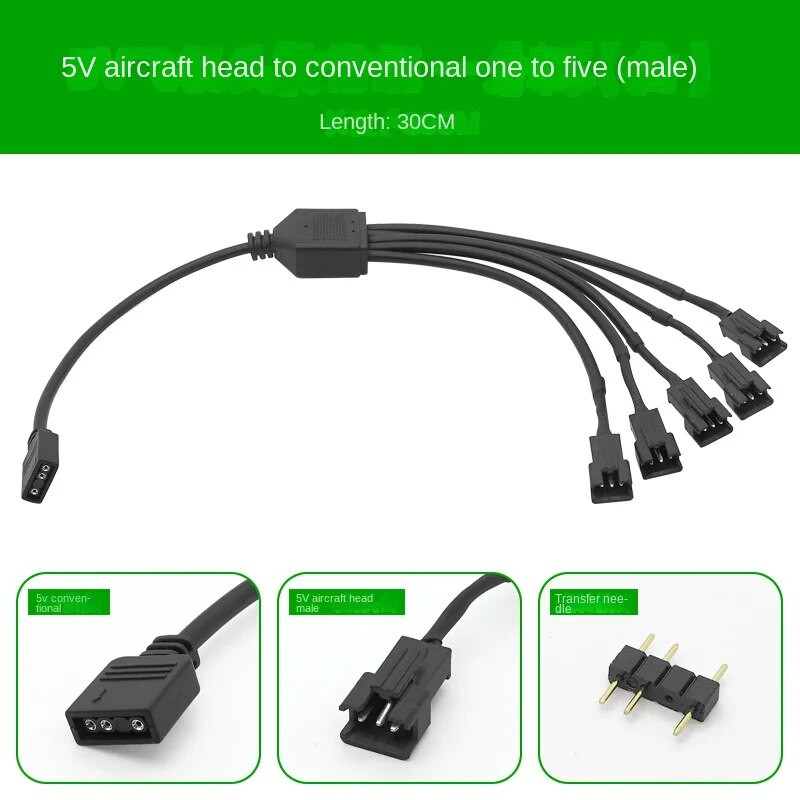 5V 3PIN 1 iki 1/2/3/4/5/6/8 Kompiuterio pagrindinės plokštės skirstytuvas Konvertavimo kabelis SM3P RGB ventiliatoriaus adapterio kištukinė/moteriška jungtis