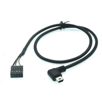 Дънна платка на компютъра 9pin към Mini USB кабел за зареждане на данни DuPont 2,54 mm DuPont USB към MINI USB екраниран 90 градуса десен кабел