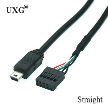 Дънна платка на компютъра 9pin към Mini USB кабел за зареждане на данни DuPont 2,54 mm DuPont USB към MINI USB екраниран 90 градуса десен кабел