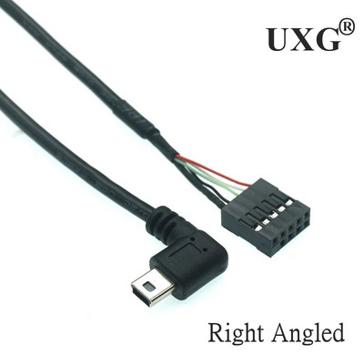 Placă de bază computer 9pin la mini USB cablu de date de încărcare DuPont 2,54 mm DuPont USB la MINI USB cablu ecranat dreapta la 90 de grade