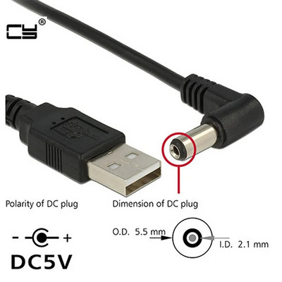 1vnt USB kištukas iki 5,5 mm x 2,1 mm 5,5*2,1 nuolatinės srovės statinės lizdas Maitinimo kabelis kintamosios srovės kištukas Perdavimo jungtis Įkroviklio sąsajos keitiklis 1m 2m