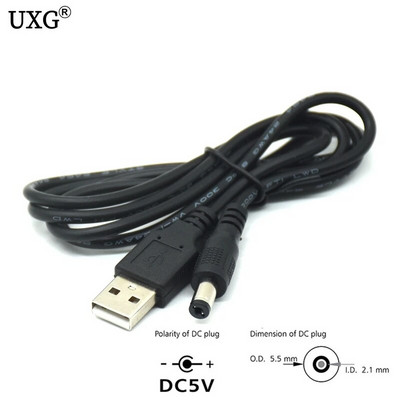 1vnt USB kištukas iki 5,5 mm x 2,1 mm 5,5*2,1 nuolatinės srovės statinės lizdas Maitinimo kabelis kintamosios srovės kištukas Perdavimo jungtis Įkroviklio sąsajos keitiklis 1m 2m