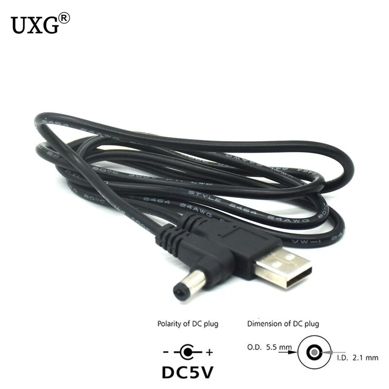 1db USB dugasz 5,5 mm x 2,1 mm 5,5*2,1 DC hordós csatlakozó tápkábel AC csatlakozó Átviteli csatlakozó Töltő interfész átalakító 1 m 2 m
