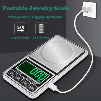 Ψηφιακή ηλεκτρονική ζυγαριά κοσμήματος 100g x 0,01g Φορητά εργαλεία ζύγισης τσέπης υψηλής ακρίβειας για κουζίνα με τροφοδοσία USB