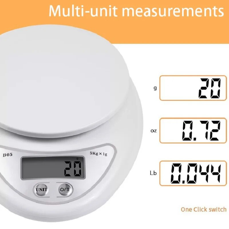 WALFOS 1vnt 5kg LED nešiojamos skaitmeninės svarstyklės Maisto balanso matavimo svoris Virtuvės elektroninės svarstyklės mažos kepimui