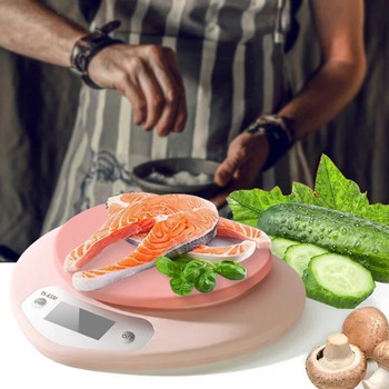 Електронна кухненска везна 5 кг тегло грама Прецизна цифрова везна Точна розова сърцевидна LCD преносима цифрова везна за храна