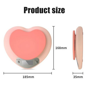 Ηλεκτρονική ζυγαριά κουζίνας 5 κιλά βάρος γραμμάρια Ψηφιακή ζυγαριά ακρίβεια Ακριβής ροζ σε σχήμα καρδιάς Φορητή ψηφιακή ζυγαριά τροφίμων LCD