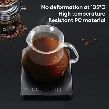 Ψηφιακή ζυγαριά καφέ με χρονοδιακόπτη οθόνη LED Espresso USB 3kg Μέγιστο βάρος 0,1g Μέτρα υψηλής ακρίβειας σε Oz/ml/g Ζυγαριά κουζίνας