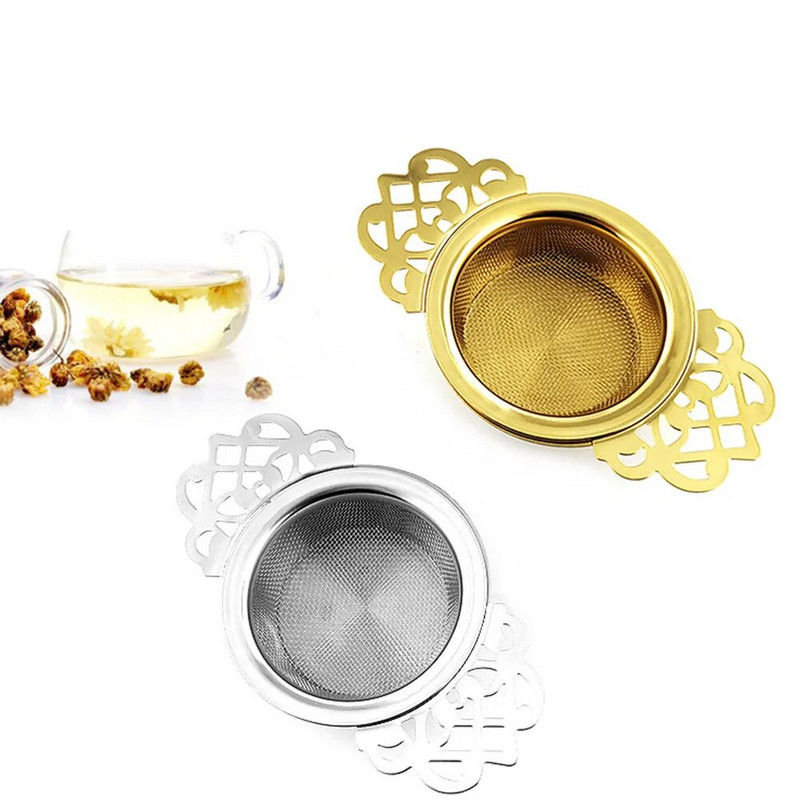 Arbatos sietelio filtras Arbatos lapų infuzinis nerūdijančio plieno pakabinamas dvigubas ausis prieskonių lašintuvo dubenėlis prieskonių sietelio difuzorius