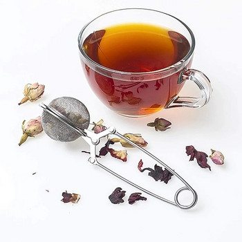 Цедка за чай, 3 опаковки Премиум цедка за чай от неръждаема стомана с дръжка за листов чай Филтър за топчета чай с фина мрежа