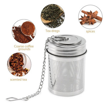 Инфузер за топки за чай - Инфузери за чай от неръждаема стомана за насипен чай с верижна кука и чинийка - Много фина мрежеста цедка за чай